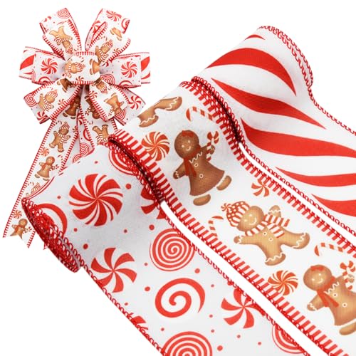 CRAFLOX Weihnachtsband mit Draht für Kranzschleifen, 3 Rollen, 6,3 cm breit, insgesamt 13,7 m, rotes Lebkuchen-Süßigkeitenband für Bastelbedarf, DIY-Schleifen CRAFLOX Weihnachtsband mit Draht für Kranzschleifen, 3 Rollen, 6,3 cm breit, insgesamt 13,7 m, rotes Lebkuchen-Süßigkeitenband für Bastelbedarf, DIY-Schleifen von CRAFLOX