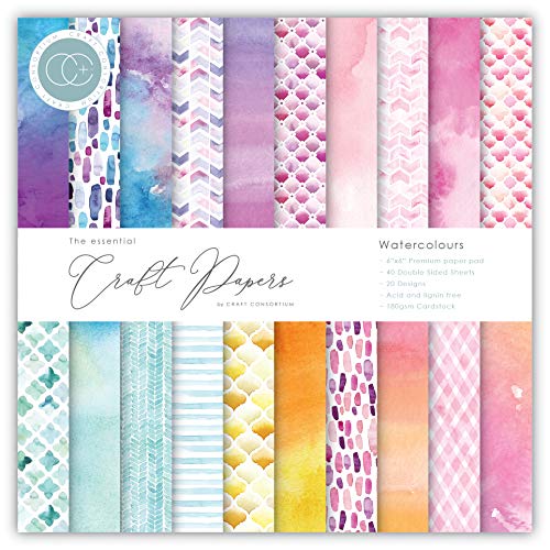 Craft Consortium CCEPAD003B Craft Con Papierkissen, 15,2 cm, Aquarellfarben, Wasserfarben, 20 Designs, Einheitsgröße, 40 stück Craft Consortium CCEPAD003B Craft Con Papierkissen, 15,2 cm, Aquarellfarben, Wasserfarben, 20 Designs, Einheitsgröße, 40 stück von Craft Consortium