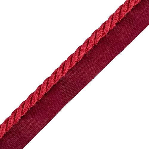 Flanschkordel, 19 mm Baumwollpaspelierung zum Nähen, Kissen, Polsterband, Flanschbesatz, Kissen, Nähgarn, Zopf, Möbelkissen, Rot, 25 Stück von CRAFT Queen LTD