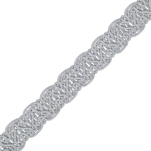 Gimp Furnishing Braid 14 mm Breit Polstereinfassung, Goldspitzenfarbe, Flechtkissen, Vorhänge, gewebte Stoffborte, Gimpenborte Paspelierung, Zierleiste, Nähborten (Silber, 25 m) von CRAFT Queen LTD