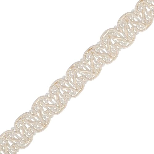 Gimp Furnishing Braid 14 mm Breit Polstereinfassung, Goldspitzenfarbe, Flechtkissen, Vorhänge, gewebter Stoffbesatz, Gimpengeflecht, Paspelierleiste, Zierleiste, Nähborten (Creme, 10 m) von CRAFT Queen LTD