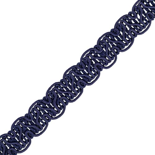 Gimp Furnishing Braid 14 mm Breit Polstereinfassung, Goldspitzenfarbe, Flechtkissen, Vorhänge, gewebter Stoffbesatz, Gimpengeflecht, Paspelierleiste, Zierleiste, Nähborten (Marineblau, 10 m) von CRAFT Queen LTD
