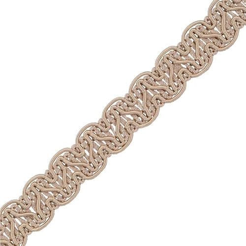 Gimp Furnishing Braid 14 mm Breit Polstereinfassung, Goldspitzenfarbe, Flechtkissen, Vorhänge, gewebter Stoffbesatz, Gimpengeflecht, Paspelierung, Zierleiste, Nähborten (Beige, 1 m) von CRAFT Queen LTD