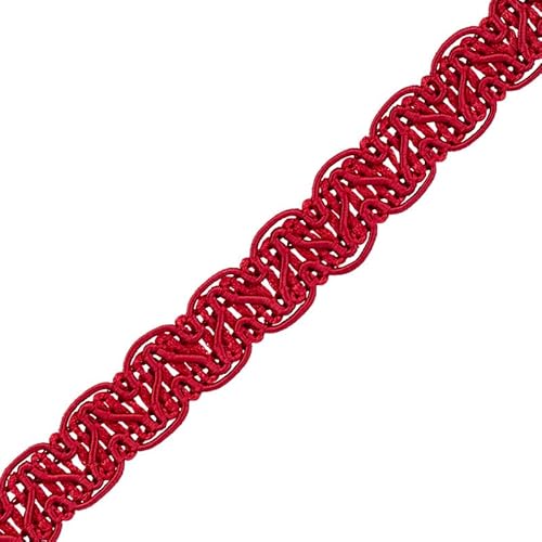 Gimp Furnishing Braid 14 mm Breit Polstereinfassung, Goldspitzenfarbe, Flechtkissen, Vorhänge, gewebter Stoffbesatz, Gimpengeflecht, Paspelierung, Zierleiste, Nähborten (Rot, 1 m) von CRAFT Queen LTD