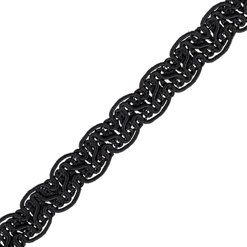 Gimp Furnishing Braid 14 mm Breit Polstereinfassung, Goldspitzenfarbe, Flechtkissen, Vorhänge, gewebter Stoffbesatz, Gimpengeflecht, Paspelierung, Zierleiste, Nähborten (Schwarz, 1 m) von CRAFT Queen LTD