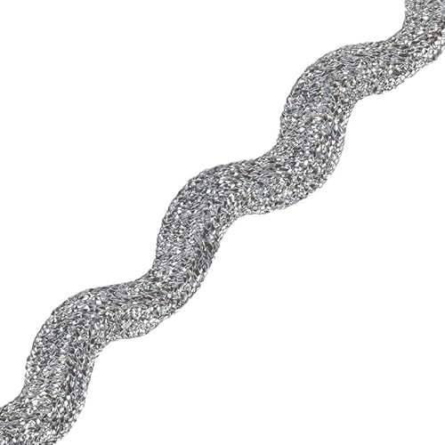 Jumbo RIC Rac 9,5 mm breites Band und Borte zum Nähen, Bänder, dekorative Borten, Bastelbänder und Zierteile, Stoffeinfassung, Weihnachten, Näh- und DIY-Projekte (Metallic-Silber, 25 m) Craft Queen von CRAFT Queen LTD