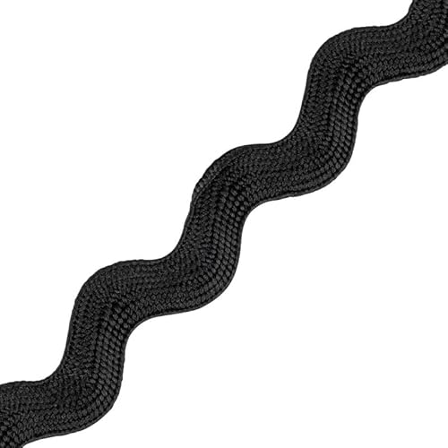 Jumbo RIC Rac 9,5 mm breites Band und Borte zum Nähen, Bänder, dekorative Borten, Bastelbänder und Zierteile, Stoffeinfassung, Weihnachten, Näh- und DIY-Projekte (Schwarz, 10 m) Craft Queen LTD von CRAFT Queen LTD