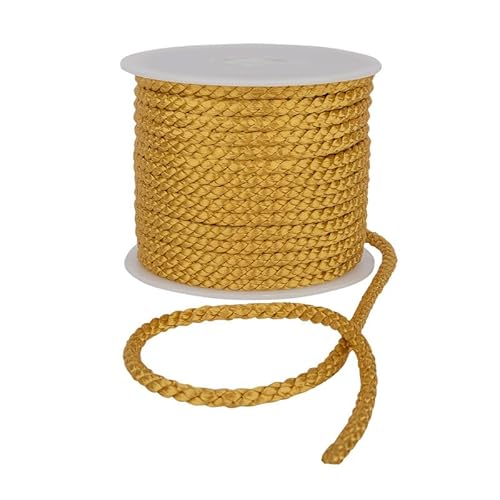 Kreppkordel - 6 mm Baumwollseil, starke Makramee Schnur für DIY Bastelprojekte, Paspelschnur für Kissen, Nylon-Kordel, strapazierfähige & Mehrzweck-Baumwoll-Nylon-Starke Schnur (Dunkelgold, 1) von CRAFT Queen LTD