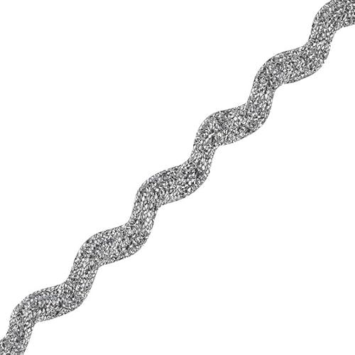Narrow RIC Rac 4,5 mm breites Band und Besatz zum Nähen, Bänder, dekorative Borten, Bastelbänder und Zierteile, Stoffeinfassung, Weihnachten, Näh- und DIY-Projekte (Metallic-Silber, 1 m) Craft Queen von CRAFT Queen LTD