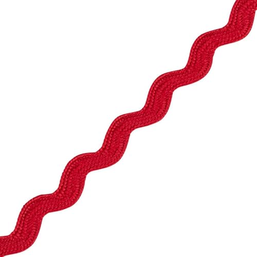 Narrow RIC Rac 4,5 mm breites Band zum Nähen, Bänder, dekorative Borten, Bastelbänder und Zierteile, Stoffeinfassung, Weihnachten, Näh- und DIY-Projekte (Rot, 50 m) Craft Queen LTD von CRAFT Queen LTD