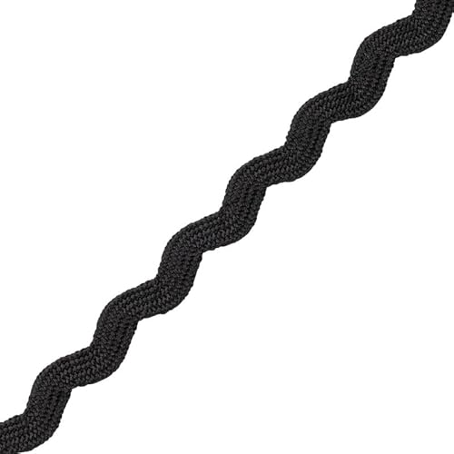 Narrow RIC Rac 4,5 mm breites Band zum Nähen, Bänder, dekorative Borten, Bastelbänder und Zierteile, Stoffeinfassung, Weihnachten, Näh- und DIY-Projekte (Schwarz, 50 m) Craft Queen LTD von CRAFT Queen LTD