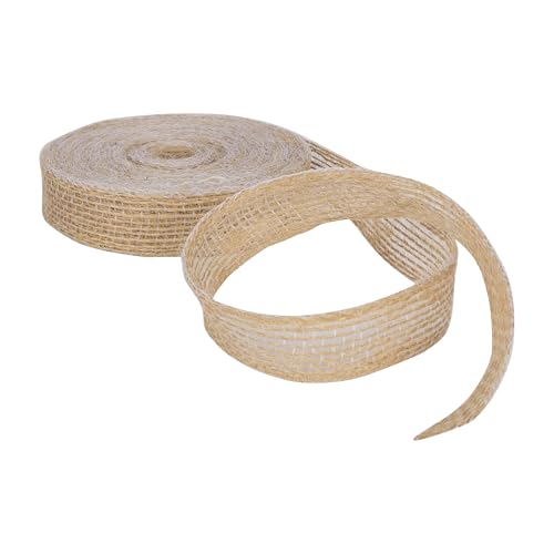 Sackleinen, 10 m – 60 m, perfekt zum Basteln, Geschenkverpackungen, Kuchendekoration, Juteband, natürliche Textur, Juteband für rustikalen Vintage-Look, Sackleinenrolle (natürlich, 20 mm x 30 m) von CRAFT Queen LTD