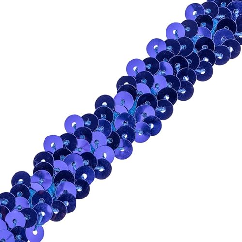 Stretch-Pailletten-Bordüre: elastisches Paillettenband zum Basteln, Nähen und Schneidern, 20 mm breit, vielseitiger Rand für DIY-Projekte (Königsblau, 1) Craft Queen LTD von CRAFT Queen LTD