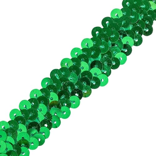 Stretch-Paillettenbesatz: elastisches Paillettenband zum Basteln, Nähen und Schneidern, 20 mm breit, vielseitiger Rand für DIY-Projekte (Grün, 1) Craft Queen LTD von CRAFT Queen LTD