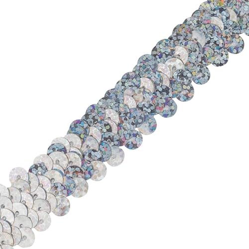 Stretch-Paillettenbesatz: elastisches Paillettenband zum Basteln, Nähen und Schneidern, 20 mm breit, vielseitiger Rand für DIY-Projekte (Multi, 1) Craft Queen LTD von CRAFT Queen LTD