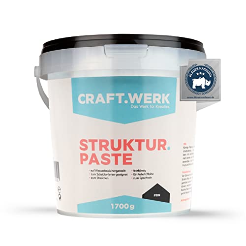 CRAFT.WERK Das Werk für Kreative. Craft.Werk - 1,7kg Strukturpaste Leinwand (fein) - hochwertige Strukturpaste für Acrylmalerei - einfärbbare Spachtelmasse Acrylmalerei - Made in Germany, CWST10001 von CRAFT.WERK Das Werk für Kreative.