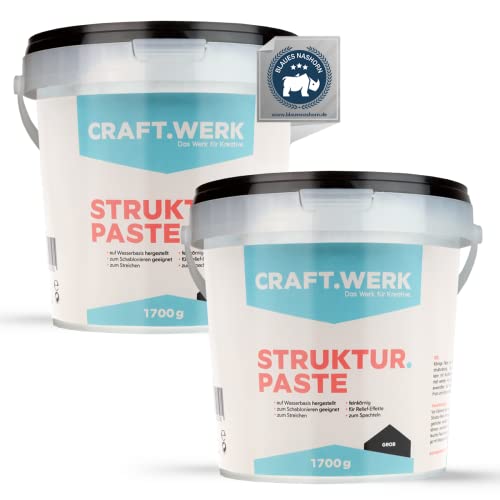 CRAFT.WERK Das Werk für Kreative. - 2x1,7kg Strukturpaste Leinwand (grob) - hochwertige Strukturpaste für Acrylmalerei - einfärbbare Spachtelmasse Acrylmalerei - Made in Germany von CRAFT.WERK Das Werk für Kreative.