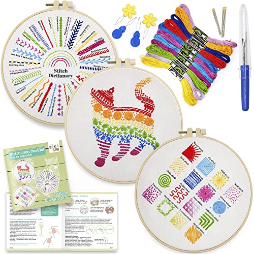 Stickset für Anfänger, 30 Stiche, für Anfänger, Stickset für Anfänger mit geprägten Stickmustern, Stickerei-Set, Stickerei-Starter-Set, Kreuzstich-Set für Kinder und Erwachsene von CRAFTILOO