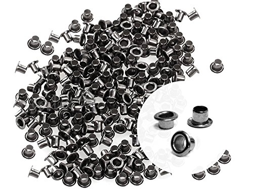 CRAFTMEMORE 1/8 Zoll ID Ösen 3 mm Loch, selbstrückende Öse für Perlenkerne, Kleidung, Leder, Segeltuch, 200 Stück (Gunmetal) von CRAFTMEMORE