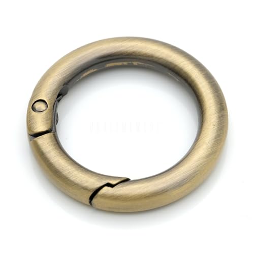 CRAFTMEMORE 2 Stück 3,8 cm O-Ringe Schnappclip Federöffnung O-Ring Karabiner Schlüsselanhänger runde Schnalle börse Hardware SCOS (gebürstetes Messing) von CRAFTMEMORE