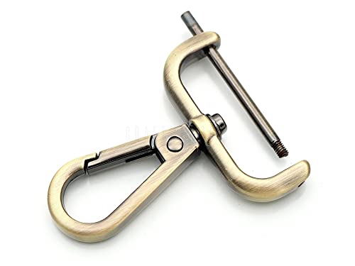 CRAFTMEMORE 2 abnehmbare Karabinerhaken mit Schraubstange VT493 Taschenriemen, Hardware-Ersatz (3,8 cm, gebürstetes Messing) von CRAFTMEMORE