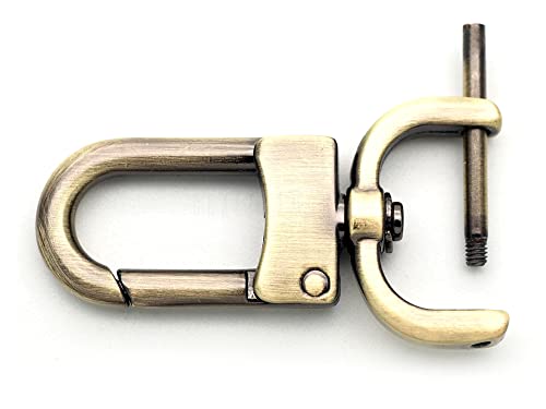 CRAFTMEMORE 2 abnehmbare Karabinerhaken mit Schraubstange VT99 Taschenriemen, Hardware-Ersatz (3,8 cm, gebürstetes Messing) von CRAFTMEMORE