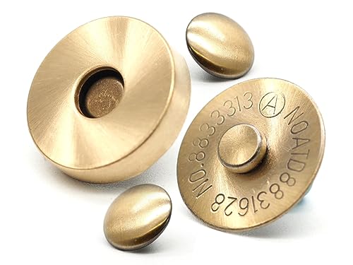 CRAFTMEMORE 6 Sets Doppelseitige Niete Magnetverschluss Geldbörse Tasche Brieftasche Knopfverschluss Verschluss WPMT (14 mm, gebürstetes Messing) von CRAFTMEMORE