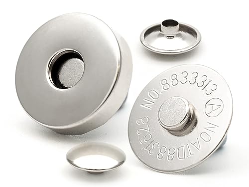 CRAFTMEMORE 6 Sets Doppelseitige Nieten Magnetverschluss Geldbörse Tasche Brieftasche Knopfverschluss Verschluss WPMT (18 mm, Silber) von CRAFTMEMORE