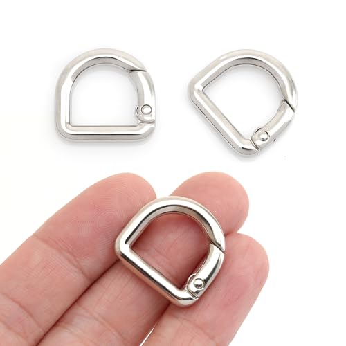 CRAFTMEMORE D-Ring-Schnallen, Federtor, D-Ring-Clip, Schlüsselanhänger, Verschluss für Handtasche, Geldbörse, SPD2 (Silber, 1,6 cm) von CRAFTMEMORE