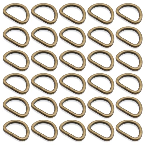 CRAFTMEMORE D-Ringe, 1/2, 5/8 Zoll, Metall, nicht geschweißt, D-Ringe für Taschen, Schlüsselband, 50 Stück (5/8 Zoll, antikes Messing) von CRAFTMEMORE