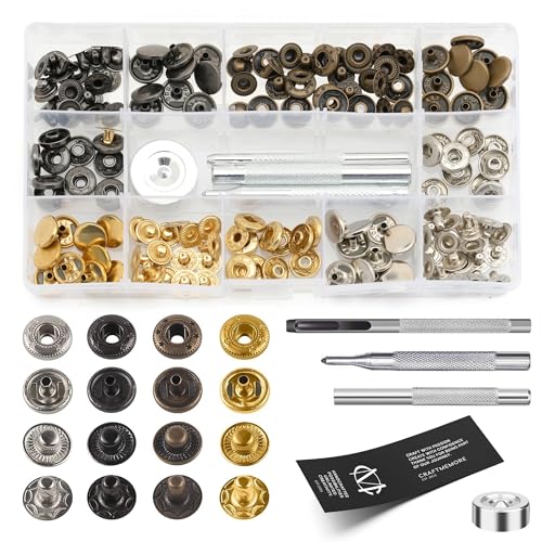 CRAFTMEMORE Druckknöpfe-Set, 40 Sets, 12,5 mm, Metall-Druckknöpfe mit Werkzeug, 4 Farben für Lederhandwerk und DIY-Projekte CRAFTMEMORE Druckknöpfe-Set, 40 Sets, 12,5 mm, Metall-Druckknöpfe mit Werkzeug, 4 Farben für Lederhandwerk und DIY-Projekte von CRAFTMEMORE