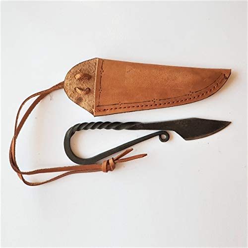 CRAFTOMATIK Mittelalter Messer | Lady Striker | Handgeschmiedet Messer | 15 cm | Carbonstahl + Messertasche | LARP | HFK02 von CRAFTOMATIK