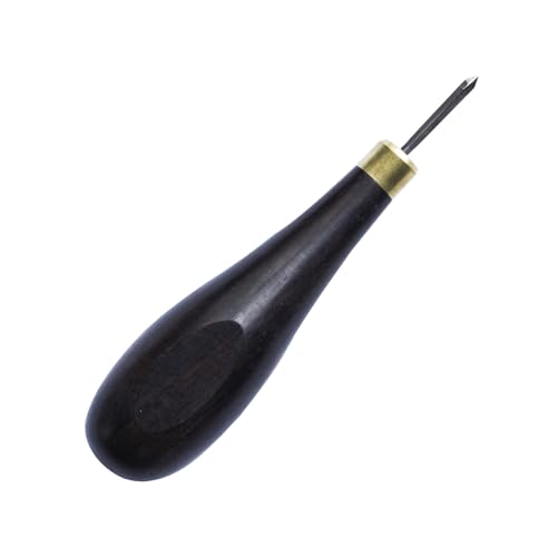 CRAFTPOINT Ahle mit Holzgriff – Lochstanze für Leder in 3, 4, 5 mm – Nähstanze für Lederverarbeitung, Heimwerker & Handarbeiten – Werkzeug zum Stanzen von Lederlöchern (4mm Loch) von CRAFTPOINT