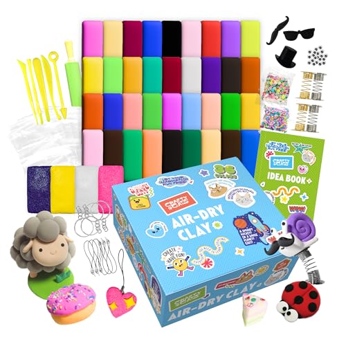 CRAFTY CATS Lufttrocknender Ton für Kinder – Bastelset mit Werkzeug, 36 Farben Modelliermasse + 4 Kugelknete, Kreativset ab 3 Jahren CRAFTY CATS Lufttrocknender Ton für Kinder – Bastelset mit Werkzeug, 36 Farben Modelliermasse + 4 Kugelknete, Kreativset ab 3 Jahren von CRAFTY CATS