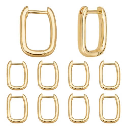 CRAFTYMELODY 10 Paar 18K Gold Huggie Hoop Ohrringe Messing Metall Ohrhaken Beschläge 15.5x11.5x2mm Dick Leverback Ohrhaken Für Schmuckherstellung von CRAFTYMELODY