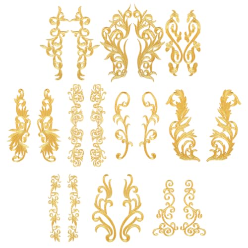 CRAFTYMELODY 10 Paar Metallische Blätter Bestickt Zum Aufbügeln 10 Stile Ethnisch Zum Aufnähen Glückverheißende Wolken Applikationen n Patches Ornament von CRAFTYMELODY