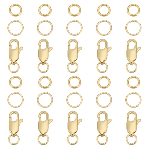CRAFTYMELODY 10 Stück 18 Karat Gold Karabinerverschluss Messing Karabinerhaken Triggerverschlüsse Mit 20 Stück 6mm /7mm Messing Edelstahl Biegering Für Die Schmuckherstellung CRAFTYMELODY 10 Stück 18 Karat Gold Karabinerverschluss Messing Karabinerhaken Triggerverschlüsse Mit 20 Stück 6mm /7mm Messing Edelstahl Biegering Für Die Schmuckherstellung von CRAFTYMELODY