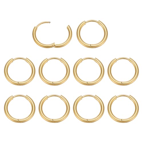 CRAFTYMELODY 10 Stück 18K Gold Creolen Edelstahl Huggie Creolen Haken Befunde Dicker Leverback Ohrdraht Zur Schmuckherstellung von CRAFTYMELODY