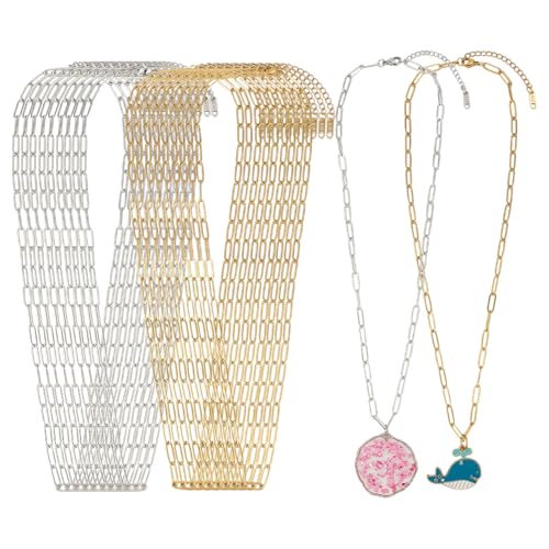 CRAFTYMELODY 10 Stück 2 Farben Büroklammer Charme Halskettenketten 304 Edelstahlketten Goldener Edelstahl Verstellbare Gliederketten Schmuck Verlängerungskette von CRAFTYMELODY
