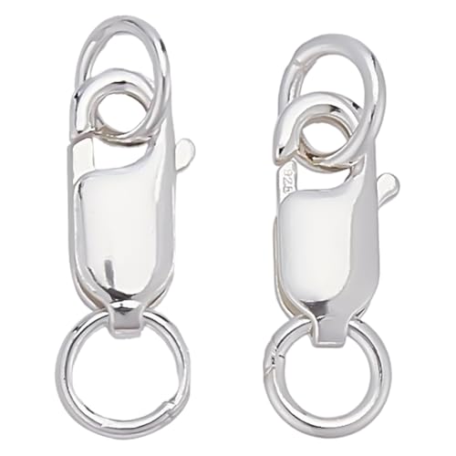 CRAFTYMELODY 10 Stück 2 Stile 925 Sterlingsilber Karabinerverschlüsse Mit Biegeringen Rechteckige Verschlüsse Mit 1 Stück Quadratischem Silber Poliertuch von CRAFTYMELODY