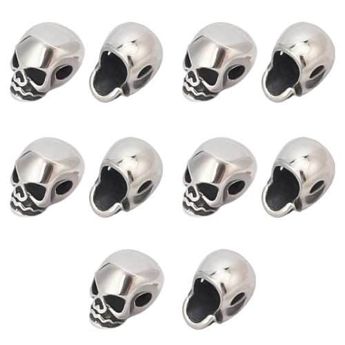 CRAFTYMELODY 10 Stück Totenkopfperlen Aus Edelstahl Halloween Metallperlen Skelett Lose Perlen 10.5x10x8mm Abstandsperlen Zur Schmuckherstellung CRAFTYMELODY 10 Stück Totenkopfperlen Aus Edelstahl Halloween Metallperlen Skelett Lose Perlen 10.5x10x8mm Abstandsperlen Zur Schmuckherstellung von CRAFTYMELODY