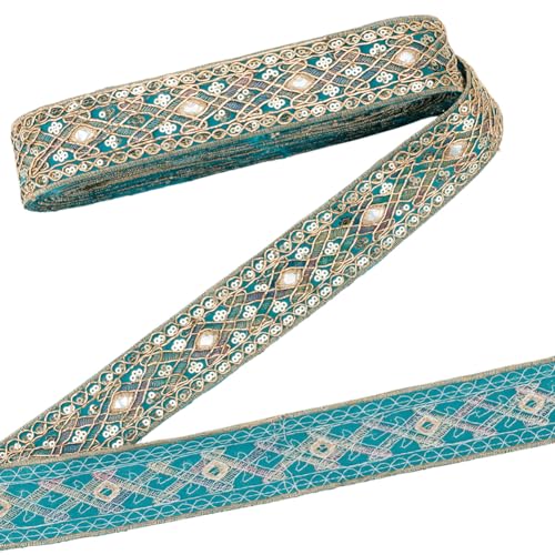 CRAFTYMELODY 10 Yard Jacquard Bandbesatz 1 5/8 Zoll Bestickter Bandbesatz Goldenes Mit Pailletten Und Perlen Besetztes Gewebtes Band Zum Nähen Basteln CRAFTYMELODY 10 Yard Jacquard Bandbesatz 1 5/8 Zoll Bestickter Bandbesatz Goldenes Mit Pailletten Und Perlen Besetztes Gewebtes Band Zum Nähen Basteln von CRAFTYMELODY