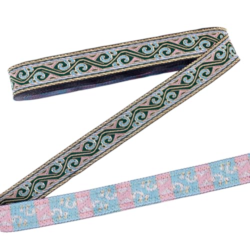 CRAFTYMELODY 10 Yard Jacquard Bandbesatz 3/4 Zoll Gurtband Vintage Muster Polyester Stoffbesatz Für Heimwerker Nähen Basteln Kleidung Handtaschen Und Geldbörsen von CRAFTYMELODY