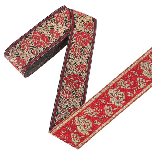 CRAFTYMELODY 10 Yard Jacquardband Rote Gewebte Borte 2 Zoll Gurtband Blumenmuster Vintage Ethno Besatz Für Heimwerkerarbeiten CRAFTYMELODY 10 Yard Jacquardband Rote Gewebte Borte 2 Zoll Gurtband Blumenmuster Vintage Ethno Besatz Für Heimwerkerarbeiten von CRAFTYMELODY