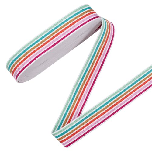 CRAFTYMELODY 10 Yard Regenbogen Streifenband 1 1/2 Zoll Breites Polyester Gurtband Buntes Flaches Gurtband Regenbogen Streifenmuster Jacquard Besatz CRAFTYMELODY 10 Yard Regenbogen Streifenband 1 1/2 Zoll Breites Polyester Gurtband Buntes Flaches Gurtband Regenbogen Streifenmuster Jacquard Besatz von CRAFTYMELODY