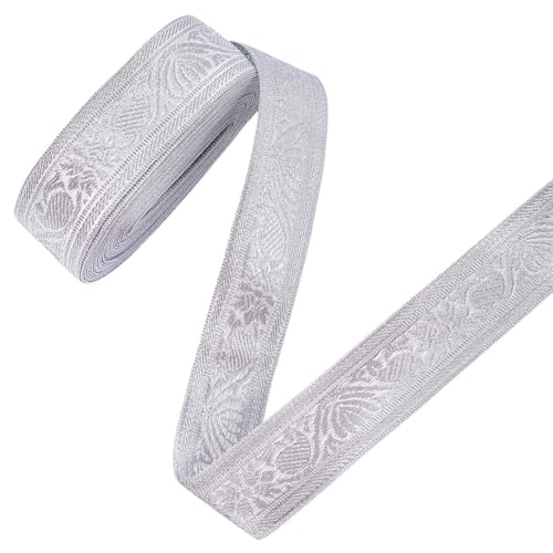 CRAFTYMELODY 10 Yards Jacquardband Silberfarben Besticktes Webband 1 5/8 Zoll Stoffbesatz Vorhangbesatz Zum Selbermachen Nähen Kleidungszubehör CRAFTYMELODY 10 Yards Jacquardband Silberfarben Besticktes Webband 1 5/8 Zoll Stoffbesatz Vorhangbesatz Zum Selbermachen Nähen Kleidungszubehör von CRAFTYMELODY