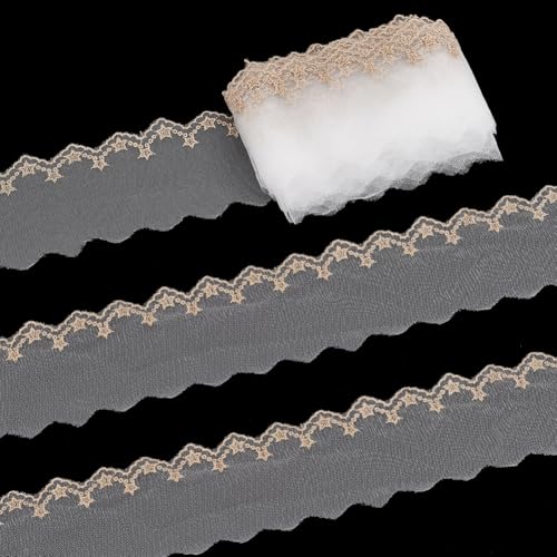 CRAFTYMELODY 10 Yards Polyester Spitzenbesatz Weißes Nähspitzenband Sternrand Dekoratives Band 3 Zoll Breit Vintage Besatz Für Geschenkverpackungen Hochzeitsdekor von CRAFTYMELODY