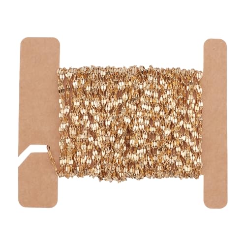 CRAFTYMELODY 10 m Lange Geriffelte Edelstahlketten 18 Karat Vergoldete O Förmige Kette Mit Spule Lose Zur Schmuckherstellung DIY Bastelbedarf von CRAFTYMELODY