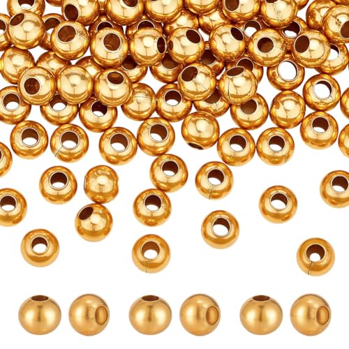 CRAFTYMELODY 100 Stück 18 Karat Vergoldete Runde Abstandsperlen 304 Edelstahlperlen 4x3.5mm Lose Metallperlen Kugelperlen Zur Schmuckherstellung CRAFTYMELODY 100 Stück 18 Karat Vergoldete Runde Abstandsperlen 304 Edelstahlperlen 4x3.5mm Lose Metallperlen Kugelperlen Zur Schmuckherstellung von CRAFTYMELODY