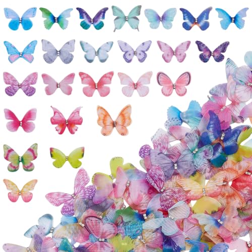 CRAFTYMELODY 100 Stück 3D Schmetterlings Organza Mini Schmetterlinge Mit 2 Schichten Und Strasssteinen Bunte Schmetterlingsflügel Applikationen Wanddekoration CRAFTYMELODY 100 Stück 3D Schmetterlings Organza Mini Schmetterlinge Mit 2 Schichten Und Strasssteinen Bunte Schmetterlingsflügel Applikationen Wanddekoration von CRAFTYMELODY